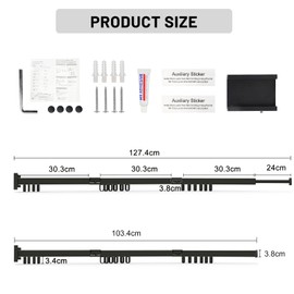 SWAWIS Clothes Airer Wall Mounted Clothes Rail 120 cm Extendable Foldable Clothes Airer Clothes Rail Wall with 18 Hooks for Balcony, Laundry, Bathroom, Bedroom, Three Folds