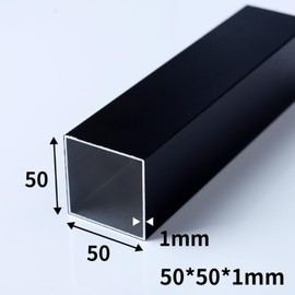 Kwweeoo Black Aluminum Square Tubing 2Pcs 50mm x 50mm x 1200mm Long Wall Thickness 1mm, 2 Pack 2 inch 2" Aluminum Square Tube Black Color 2 x 2 x 0.04 x 47.24" inch (Appr)