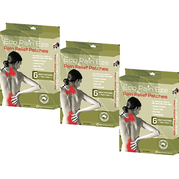 3 x 6 Pack Byron Naturals Eco Pain Patches Pain Relief ( Heat ) ( 18 Patches )