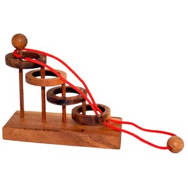 4 Ring Ladder Puzzle Small, Four Rings String Puzzle, Free the Cord Completely from the Wooden Game, Puzzle Wood IQ Puzzle, Puzzle Game, String Puzzle, Wooden Puzzle, Party Puzzle
