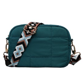 Small Crossbody Bags for Women Puffer Purses Triple Zip Shoulder Handbags with 2x Adjustable Strap Trendy Bags Soft Purses, Blue