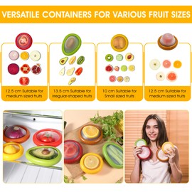 Zyphora Fruit Storage Containers for Fridge, Avocado Saver, Fruit and Vegetable Anti-Oxidation Storage Box, Set of 4 Reusable Refrigerator Storage Containers for Maintaining Freshness of Food