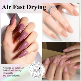 Pink Nail Varnish Sets - 6pcs Gel Nail Colours Nude Beige Pink - Fast Drying 10ml Pastel Nail Varnish Kit for Summer Autumn Women - Long Lasting Neutral Valentines Gifts