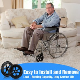 MBAIYO 4 Pack 8 Inch Wheelchair Walker Wheels, Rubber Walker with Wheels Anti-Slip PU Tires Wheelchair Wheel Replacement Durable ABS Hub Easy Install Front Wheel