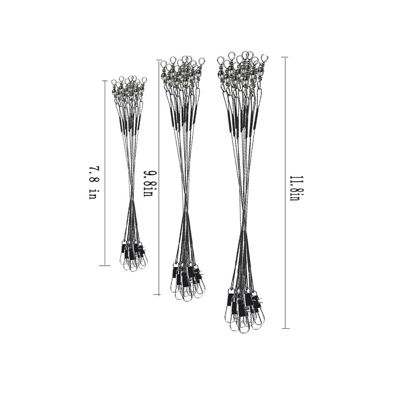 Cangfort 30pcs Fishing Leaders with Swivels, 3 Sizes Fishing Leader,