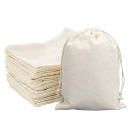 20 PCS Cotton Drawstring Bag, Reusable Pull String Pouch for Candy Grain Spice Storage(10 * 15cm), Small Canvas Drawstring Bags - Natural Color