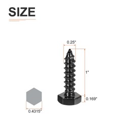 DTGN 1/4" x 1" Hex Lag Bolts - 20 Pack - for Woodworking, Furniture - 304 Stainless Steel Full Thread Hexagon Head Lag Screws for Wood - Black