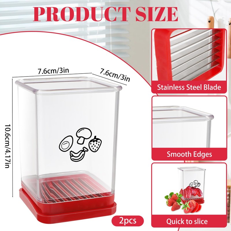 2 Pack Strawberry Slicer Stainless Steel Vegetable Slicer for Quick