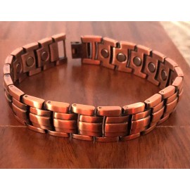 Shameg Antique Copper Magnetic Link Bracelet Arthritis Pain Relieve Therapy Biker Style