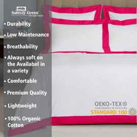 Hotel Luxury 3pc Dual Tone Duvet Cover Set-850 Thread Count 100% Organic Cotton Premium Bedding Collection Full Size 82 x 86 Inches Machine Washable (White & Hot Pink)