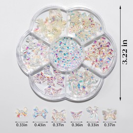 Colorful Bow-Knot Nail Stud Rhinestones Crystal, 3D Bow-Knot Colorful Nail Charms Set for Nail Stones Design DIY Decoration Jewel Stones Nail Art Rhinestones