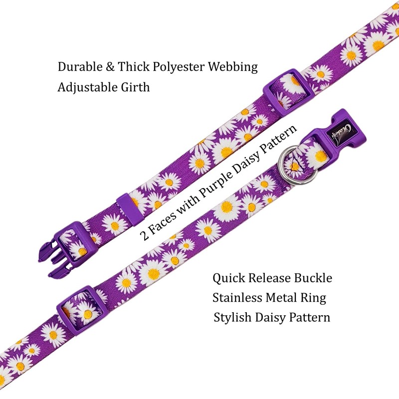 Olahibi Basic Dog Collar, Daisy Floral Pattern, Soft and Durable