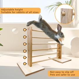 Rabbit Jump Bar Toys Bunny Agility Equipment Set Wooden Rabbit Obstacle Exercise Toys Adjustable Height Training Jumping Hurdles for Bunny Guinea Pig Small Animals