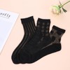 Meyeyaia 3 Pairs Sheer Ankle Socks Women,Black See-Through Mesh Socks,Dots,