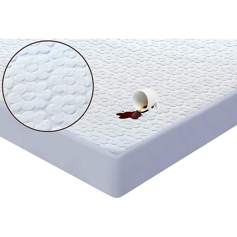100% Waterproof Terry Floral Mattress Protector, Fully Fitted Bed Sheet