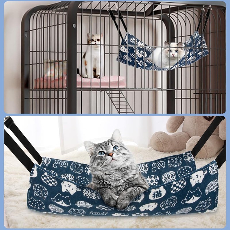 DELUXEFOX Cat Hammock, Hanging Bed, Cage, Adjustable Straps, Load Capacity