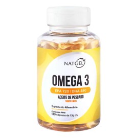 Omega 3 | Epa 720 Mg Dha 480 Mg | Alta Concentración | 140 Softgels De 1.3 G | Natgel