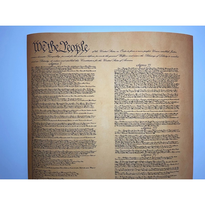 United States Constitution Poster American Constitution Print USA Documents