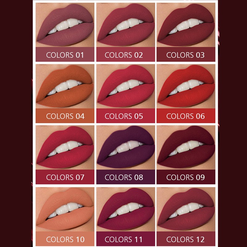 24pcs LANGMANNI Matte Lip Glaze Set Waterproof NonStick Cup Lip