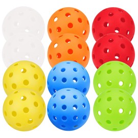 12 Pack Pickleball Balls, 40 Holes Outdoor Pickleballs, High Elasticity & Durable Pickle Balls for All Style Pickleball Paddles(Mixed)