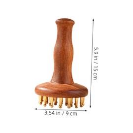 FRCOLOR Sandalwood Brass Massage Comb Massage Tools Meridian Hair Care Brush Brass Meridian Massage Brush Wooden Hair Comb Manual Body Massager Woods Massge Comb Light Brown