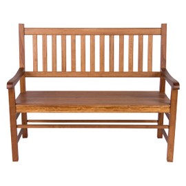 Shine Company Eden Outdoor Wood Garden Bench for Front Porch, Entryway, 24.5" D x 48" W x 38.75" H, Oak
