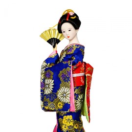Folpus Japanese Geisha Kimono Doll Desktop Decoration Ornament Asian Ethnic Folk 30cm Collectible Figurine for Table Bookshelf Desk