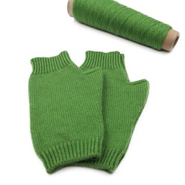 iMongol Pure Cashmere Women Men Unisex Fingerless Mittens Gloves Half Fingers, Thumb Hole Thick 3ply Yarn（Green）
