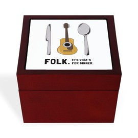 CafePress Silverware and Guitar Memory Keepsake Jewelry Box, 5"x5"x3.75"
