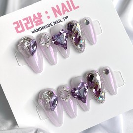 Purple Aurora Princess handmade nail tips - short ballerina / 보랏빛 오로라 공주 수제네일팁 - 숏발레리나
