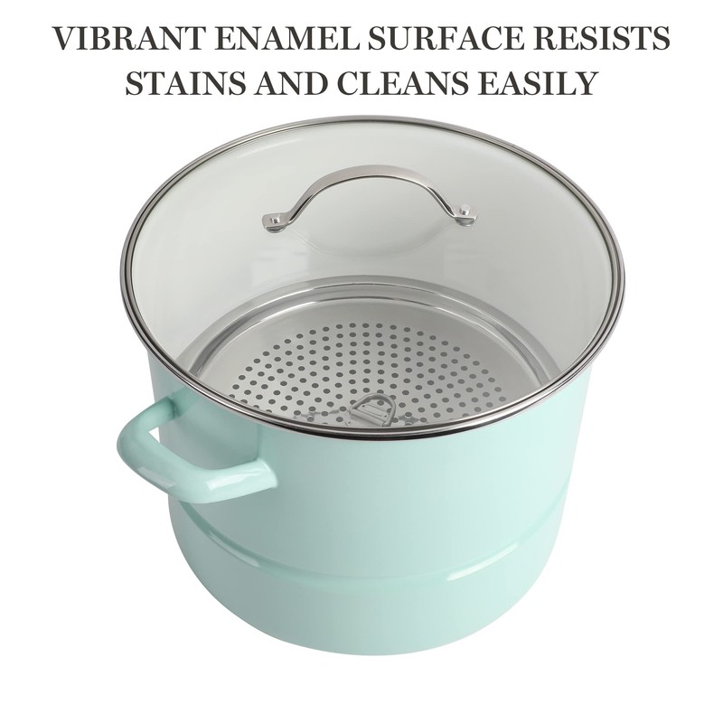 Martha Stewart Thayer 16-Quart Enamel On Steel Scratch Resistant Steamer