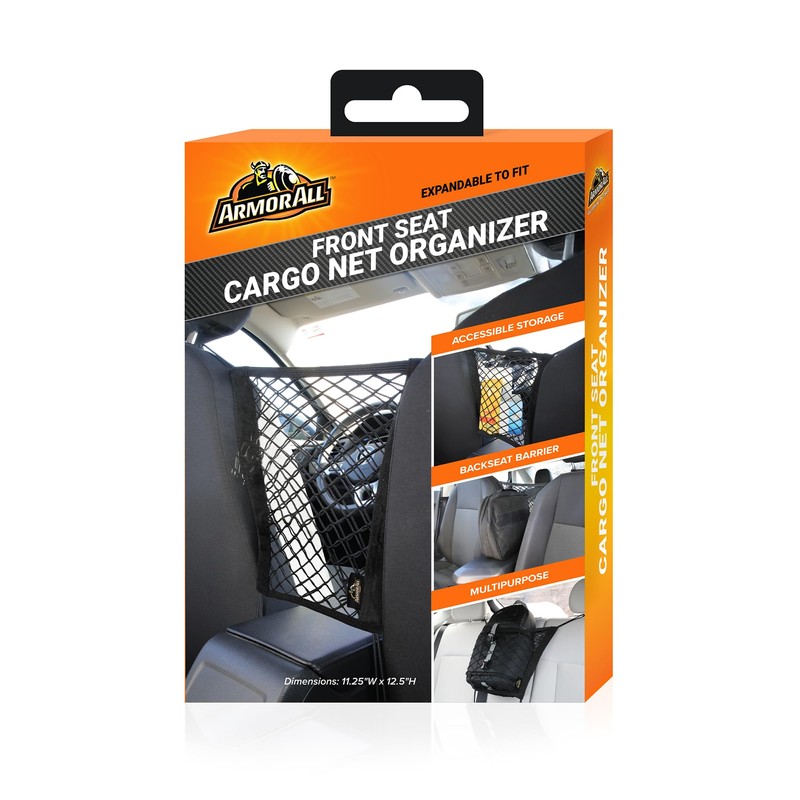 Armor All Front Seat Cargo Net Organizer, Super-Durable Expandable Nylon