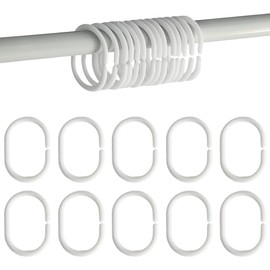 Armo® 24 x Plastic C Shaped Shower Curtain Hooks White Bathroom Rod Shower Hooks Rings 24 Pack