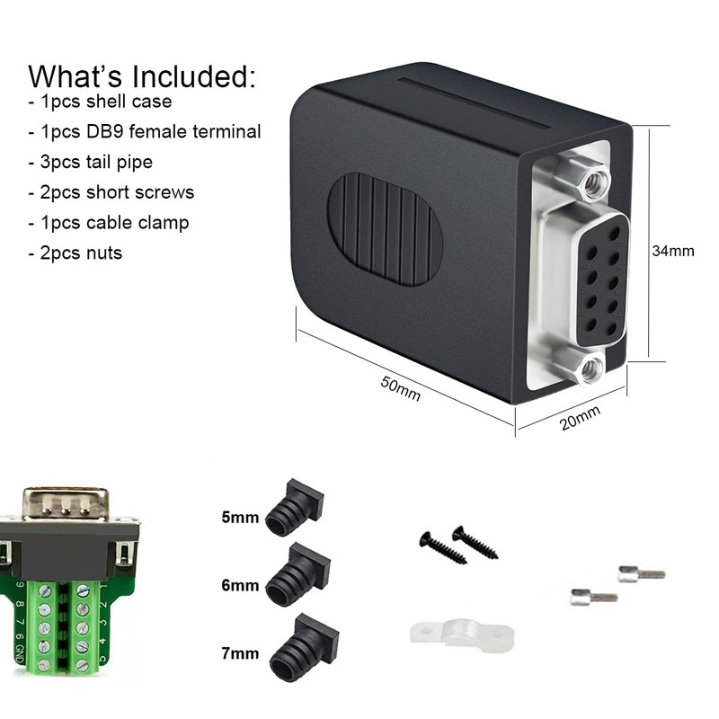 DTECH DB9 Breakout Connector DB-9 Female RS232 Serial Adapter Solderless