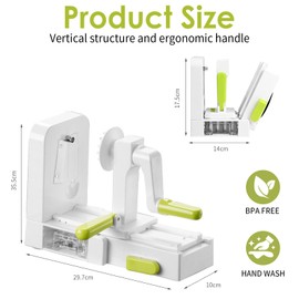 SternSinn Spiralschneider Hand für Gemüsespaghetti Spiralschneider Gemüse mit Behälter Gemüseschneider Würfelschneider 5 Austauschbare Klingen Gemüsespaghetti Gemüsehobel für Karotte Gurke Zucchini