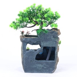 Indoor Water Fountains,Waterfountain Indoors Rockery Fountain Goldfish Waterfall Desktop LED Decorat Tabletop Rockery,Small Waterfall for Home Office Bedroom Relaxation US Plug