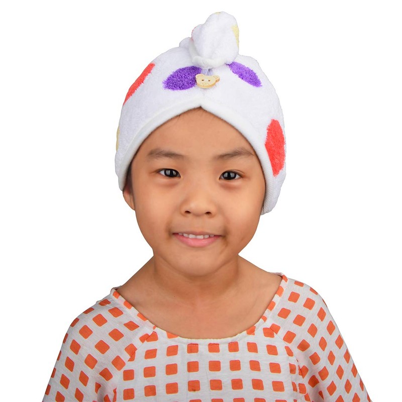 ヘアキャップ タオルキャップ ヘアドライタオル 女の子 かわいい キッズ 子供向き ドット お風呂 プール 吸水