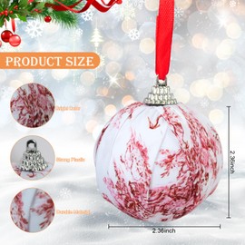 ElasignShopo 12 Pcs Red Toile Christmas Ball Ornaments 2.36 inch French Country Fabric Wrapped Christmas Ball Farmhouse Rustic Vintage Hanging Foam Ball Decorative for Christmas Tree Party Supplies