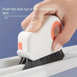2-in-1 Window Track Cleaning Brush with Built-In Scraper – Handheld Groove and Crevice Cleaner for Sliding Doors and Window Frames
