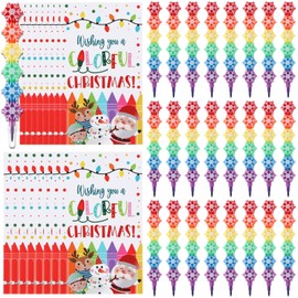 AmazingSpark 24 Sets Christmas Crayons Gift for Students Include 6 Colors Snowflake Buildable Crayons & Christmas Greeting Cards for Party Favors Classroom Prizes Gifts Student from Teacher