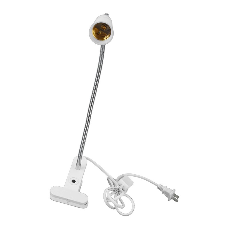 E26/E27 Clip Desk Lamp Holder 5.9ft Cable 11.8in Gooseneck Design