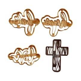 YNGLLC FAITH HOPE LOVE BIBLE VERSE THEME SET OF 4 COOKIE CUTTERS MADE IN USA PR1872, Medium