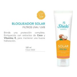Bloqueador Solar 50 Filtro Uva/uvb, Vitamina E, Coco, Sheló