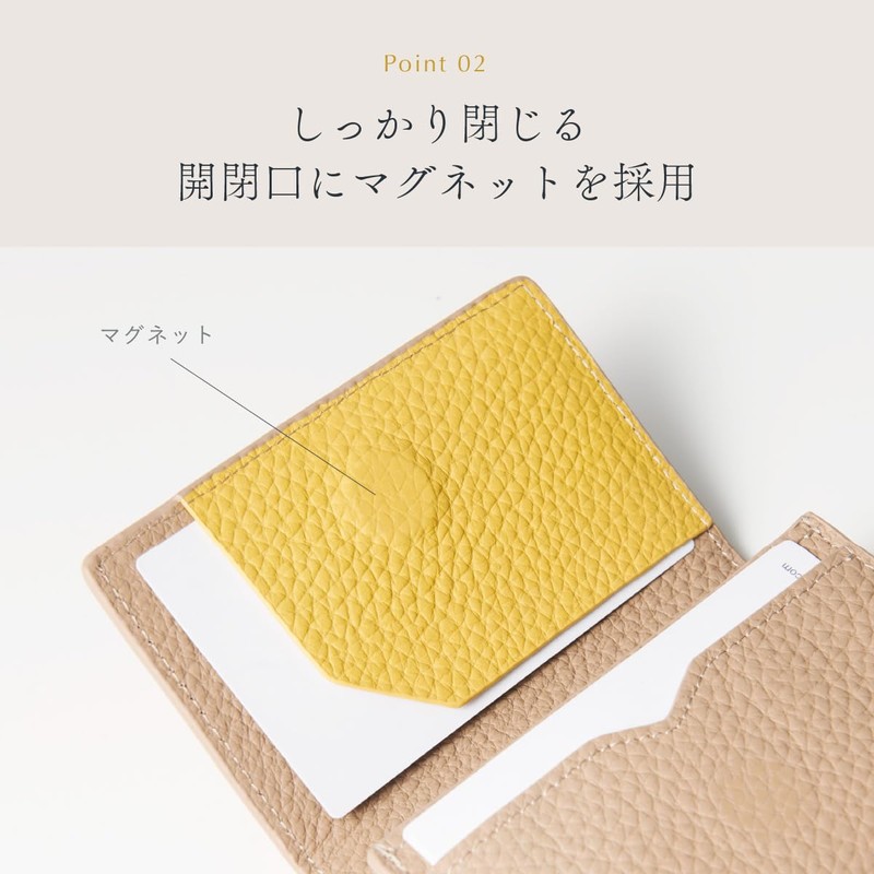 NEESE Women's Genuine Leather Business Card Case, Greige × Pink