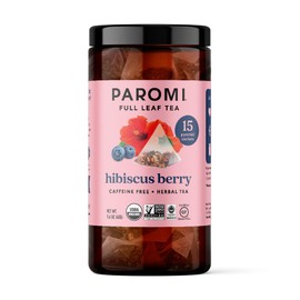 Paromi Hibiscus Berry Organic Herbal Tea, Signature Jar, 15 Count (Pack of 6)