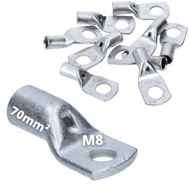 Cembre A14-M8 Tubular Cable Lug 70 mm² M8 Uninsulated Tin-Plated Copper Pack of 10