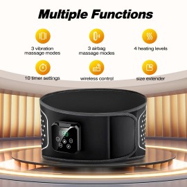 Unbranded Lumbar Massager Heated Waist Belt Wrap Back Massager with Heat Vibration 4000mAh