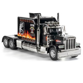 Toy Semi Heavy Truck Model 1/24 Black Alloy Collectible Diecast Vehicles with Lights and Sounds