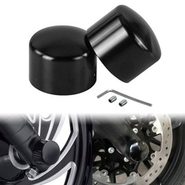HCmotorku Motorcycle Front Axle Nut Covers Cap Suitable for Harley Touring Electra Road Street Glide Softail Dyna Sportster 883 from 2008 Black