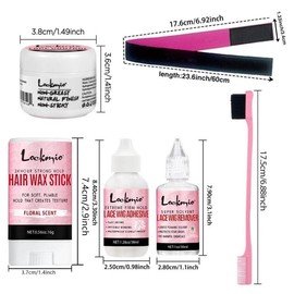 Hair Edge Stylingl Kit( 6 Counts/set), Including Hair Wax Stick, Fake Hair Adhesive, Glue Remover, Double Sided Tape, Brush, Fluffy Hair Edge Control Gel